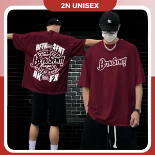 Áo phông nam nữ form rộng 2N Unisex thun cotton in chữ BFTK màu đỏ/đen