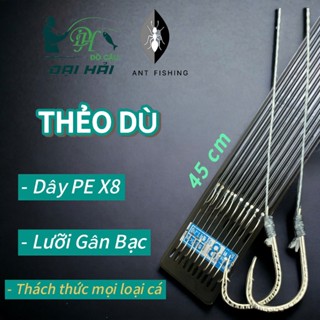 Thẻo Dù Buộc Sẵn Câu Đài  - 8 Lõi + Lưỡi Gân bạc, Tải Cá Khủng, Nhiều Kích Thước.
