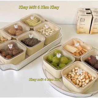  Khay đựng bánh kẹo tết sang trọng khay chia mứt tết khay để đồ ăn nhẹ có nắp đậy tiện lợi 