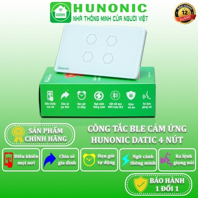 Công Tắc Cảm Ứng Bluetooth Mesh Hunonic Datic, Công Tắc Điều Khiển Từ Xa Qua Điện Thoại