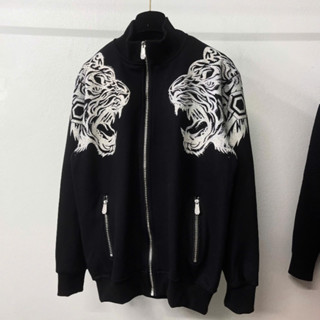 Áo Khoác Nỉ Philip Cao Cổ Thêu Hổ Đính Đá Hai Vai Cao Cấp - Áo Hổ Nam From Thể Thao Siêu Chất