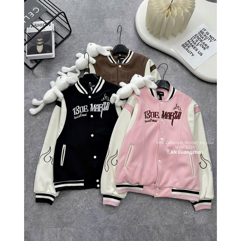 ÁO KHOÁC BOMBER 13DE MARZO GẤU TAY LỬA [HÀNG SẴN]