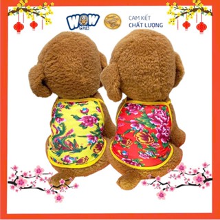[F069] 2 Dây Áo Tết Cho Chó Mèo, Áo Thun Thú Cưng Họa Tiết Long Phụng Con Công Sặc Sỡ