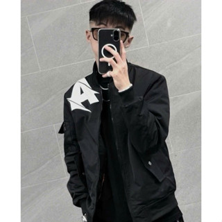 Áo khoác bomber Gió nam nữ In Logo Chữ A Trước Ngực thân trơn thêu logo basic boy phố