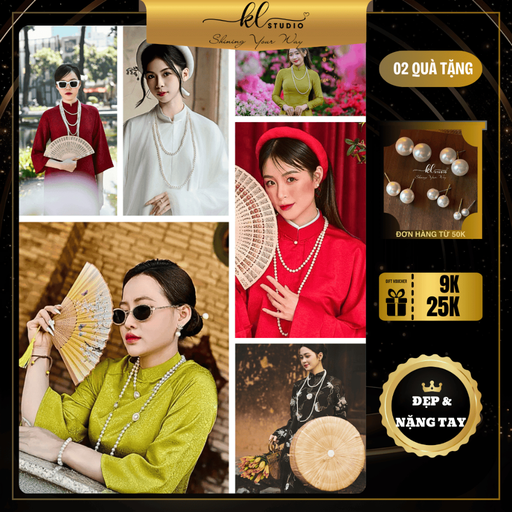  Vòng Cổ Ngọc Trai Dài 1m5-1m8 Thanh Lịch Dây Chuyền Ngọc Trai Mặc Áo Dài Nhiều Mẫu Xinh - PN 