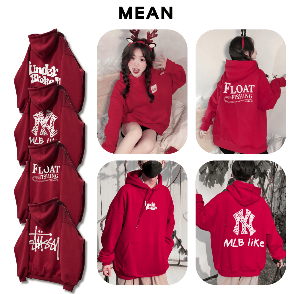 Áo Hoodie Đỏ Nam Nữ Meandee Hoodie Chui  Đỏ Tươi, Đô Mận Nỉ Lông Cặp Đôi basic unisex form rộng rãi 