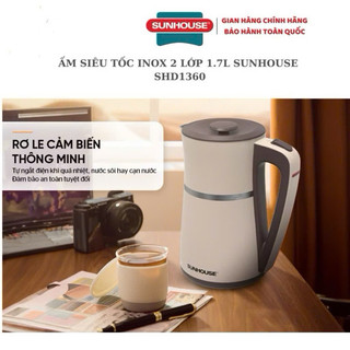 ẤM SIÊU TỐC INOX 2 LỚP 1.7L SUNHOUSE SHD1360 - Hàng chính hãng bảo hành 12 tháng