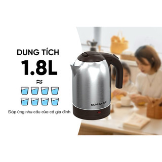 ẤM SIÊU TỐC INOX 1.8L SUNHOUSE SHD1185 hàng chính hãng bảo hành 12 tháng