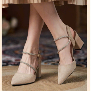 Giày cao gót công sở 7p da nỉ quai đá mẫu mới trẻ trung tôn dáng đủ size 35-41 a8nhungda