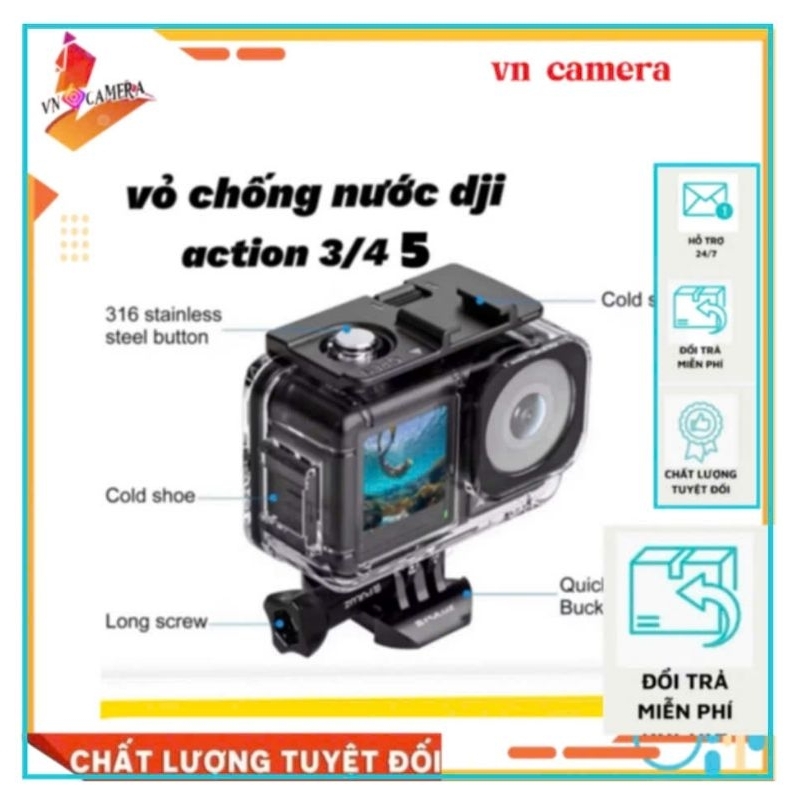 vỏ chống nước máy quay dji action 3 4 , phụ kiện dji camera vncamera