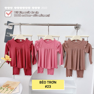 Set 3 bộ dài tay cotton tăm xuất dư mềm cánh tiên bé gái