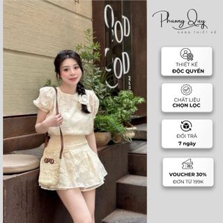Set Áo Tay Bồng Mix Chân Váy Ren