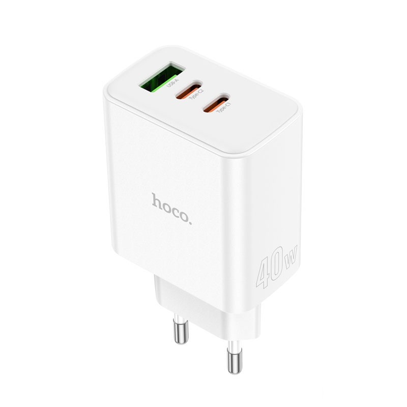 Củ sạc nhanh 40W 3 trong 1 chính hãng Hoco bộ sạc 3 cổng đa năng 2 typec 1 usb tiêu chuẩn bảo vệ thiết bị chống cháy nổ | BigBuy360 - bigbuy360.vn