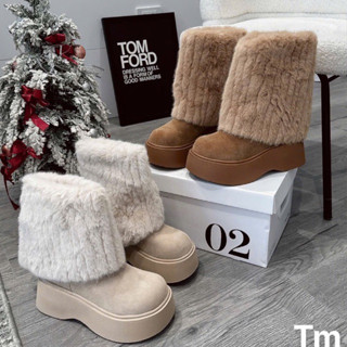 Boot gập gấu cổ lông dáng lửng, hàng qccc