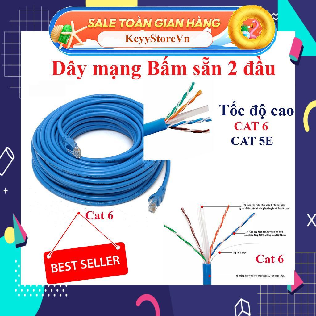 Dây mạng bấm sẵn cat 6 dài  2m 3m 5m 10m 20m 30m - Dây cáp mạng lan internet xịn tốt cao cấp , siêu bền tốc độ cao