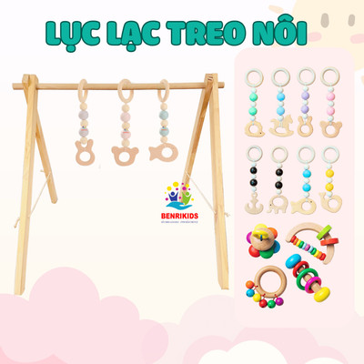 Đồ chơi gỗ lục lạc treo nôi cho bé - xúc xắc âm thanh êm dịu  - quà tặng thôi nôi