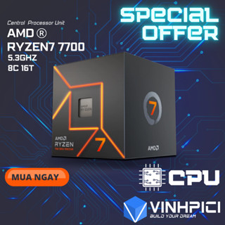  CPU AMD Ryzen 7 7700   3.8GHz Boost 5.3GHz   8 nhân 16 luồng   40MB   AM5   NEW  