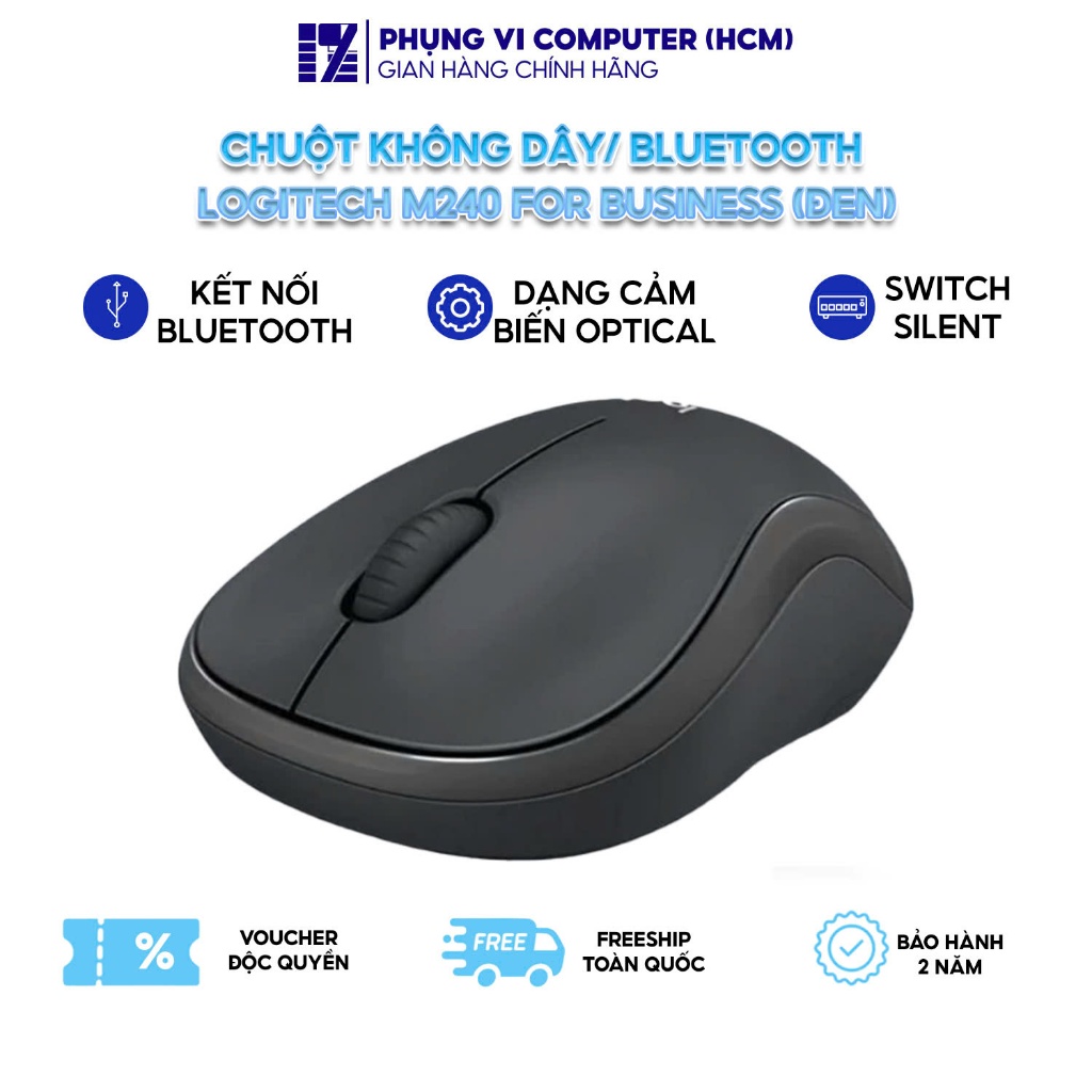 Chuột Không Dây/ Bluetooth Logitech M240 For Business (Đen) - Bảo Hành 2 Năm