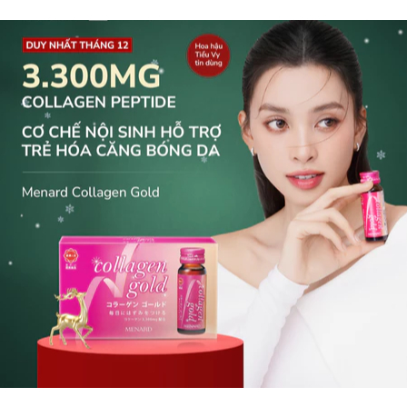 Collagen nước uống Menard Collagen Gold dưỡng da tươi trẻ, ngừa nám 10 lọ x 30ml - Collagen nội sinh