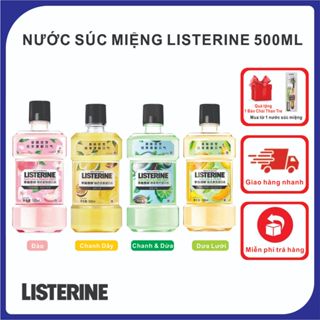 Nước Súc Miệng LISTERINE VỊ Đào, Dưa lưới, Chanh Dây, Dừa và Chanh 500ML Ngừa Sâu Răng