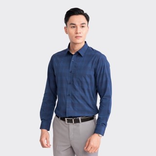Áo sơ mi nam dài tay ARISTINO ALS08703 màu xanh tím than kẻ chìm, dáng suông nhẹ - ALS08703