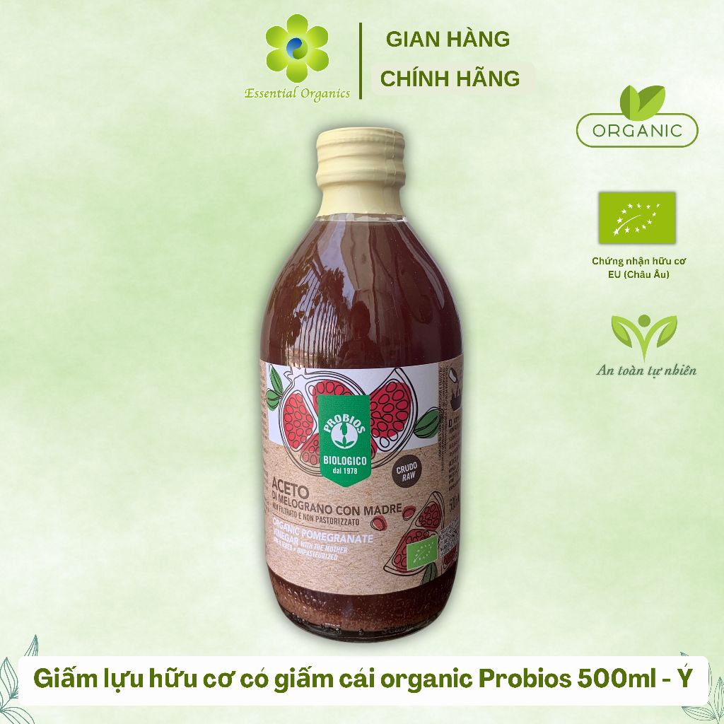 Giấm lựu hữu cơ organic ProBios 500ml không tẩy trắng và chứa giấm cái detox