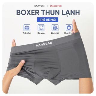Combo 5 quần Boxer nam NOWEAR thun lạnh cao cấp - Quần sịp đùi nam co giãn 4 chiều, thấm hút kháng khuẩn tốt