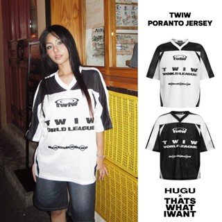 Áo thun jersey vải mè màu đen, trắng, phong cách thể thao form regular, unisex HUGUxTHATSWHATIWANT - TWIW PORANTO JERSEY