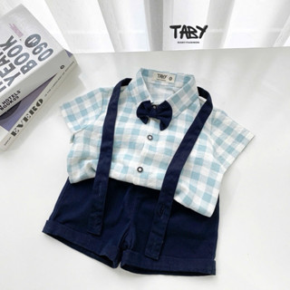 Set công tử TABY KIDS đi tiệc, thôi nôi gồm 4 chi tiết áo chất liệu thô đũi phối quần kaki cho bé trai 8-13kg TB614