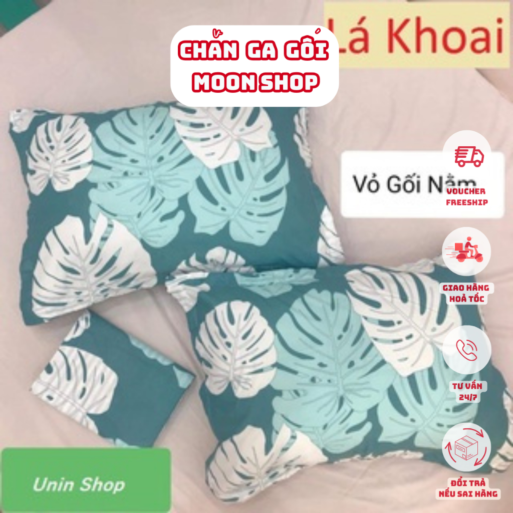 (Sale mùa dịch) Áo gối nằm, vỏ gối đầu poly cotton mẫu  LÁ KHOAI bao bọc gối nằm nhiều mẫu mới