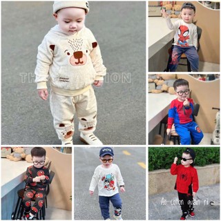   SIÊU SALE  Bộ quần áo dài tay siêu anh hùng spiderman người nhện bé trai trẻ em TT 
