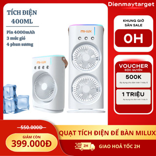 Quạt điều hòa tích điện Xiaomi Mi-Lux A3 Plus, 2 tầng làm mát bằng hơi nước, đèn led nhiều màu sắc