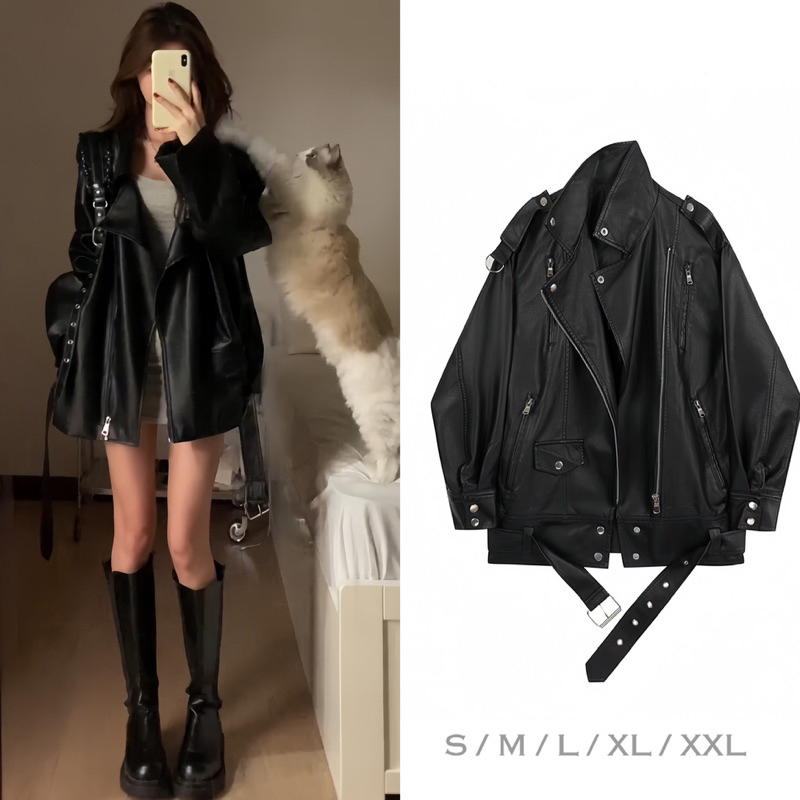 ÁO KHOÁC DA TRƠN UNISEX LEATHER PHOM LỬNG [ Hàng có sẵn ]