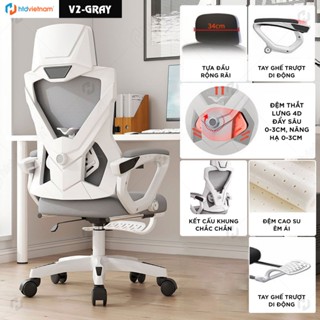 Ghế văn phòng ngả lưng HTD V2 - Ghế xoay công thái học thiết kế hiện đại kết hợp ngả lưng, gác chân, tựa đầu 3D cao cấp