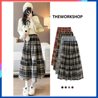 Chân Váy Nữ Dáng Chữ A Lưng Chun Cao Họa Tiết Sọc Caro Chân Váy Dáng Dài Phong Cách mori Cổ Điển Mặc Mùa Thu Đông CV69
