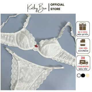 H21 Set Đồ Lót Không Mút Có Gọng KATHY BRA Vải Xô Hoa Cao Cấp