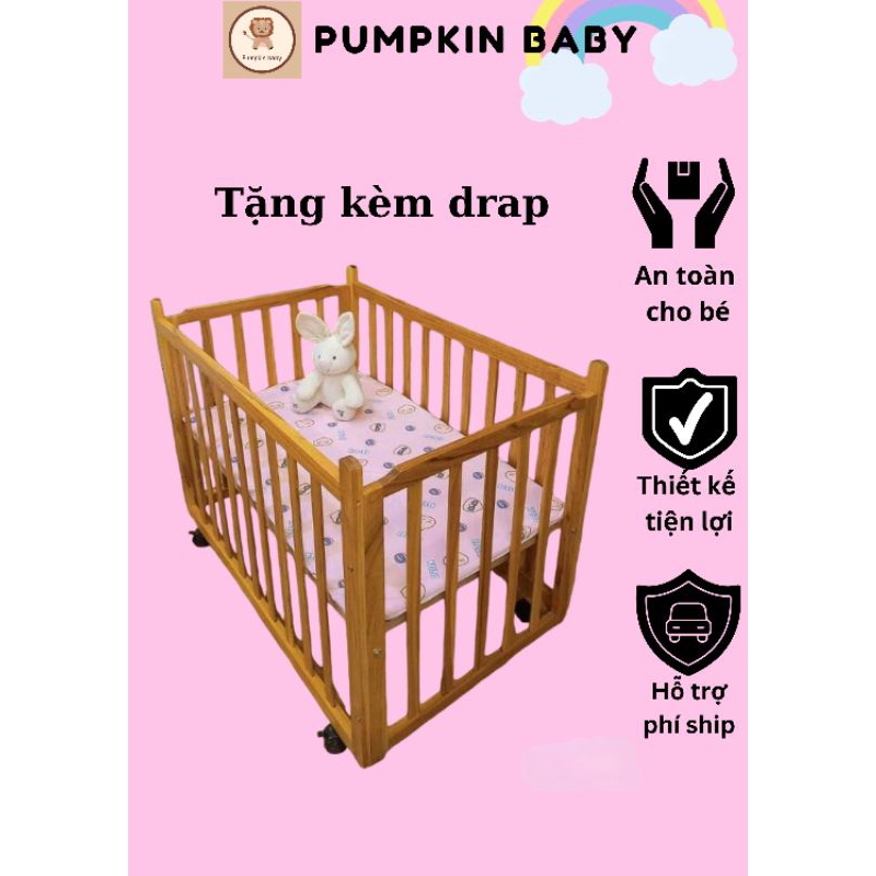 Cũi trẻ em và đệm cũi sơ sinh (tặng ga đệm êm ái)