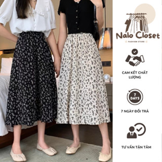 Chân Váy Hoa Nhí Vintage Nhiều Màu Hàng Quảng Châu - Chân Váy Dài Vintage Cạp Chun (có loại 2 lớp)