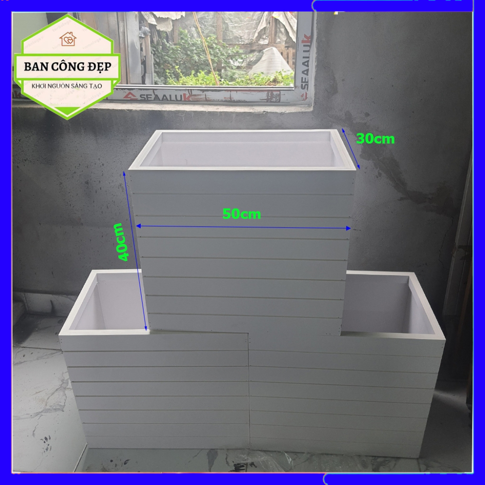 Chậu trồng cây composite, chậu composite D50 R30 C40 để trang trí ban công độ bền 10 năm