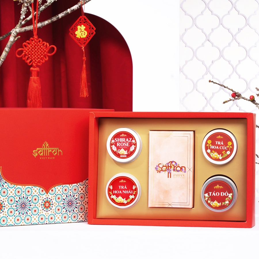 Hộp quà 8/3 Saffron + 4 vị Trà Hoa của Saffron Việt Nam