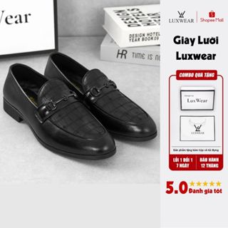 Giày lười nam da bò cao cấp đế khâu LuxWear Penny Loafers màu đen bảo hành 24 tháng GD08