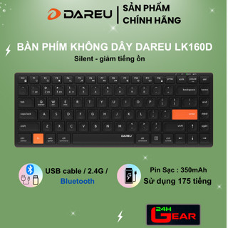  Bàn phím không dây DAREU LK160D mỏng nhẹ  Dual Mode: 2.4G + Bluetooth + có dây  