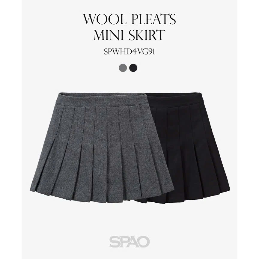 [AUTHENTIC 100%] Spao Korea chân váy xếp ly dáng tennis chất len có quần bên trong chính hãng
