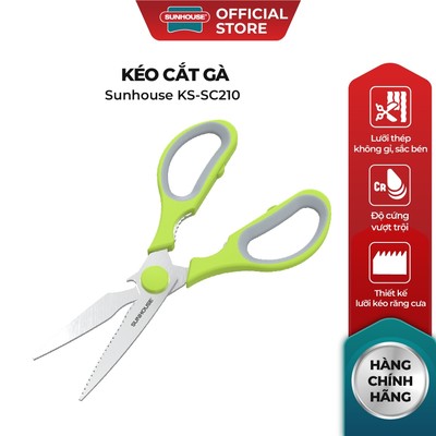 Kéo cắt gà 210 thép không gỉ Sunhouse KS-SC210 - Thiết kế răng cưa tiện lợi - Tay cầm chắn chắn, chống trơn trượt
