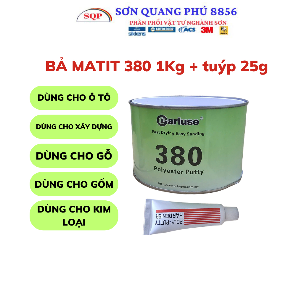 Matit Bả Aykoo 380 trét đắp 1kg 4kg, Bột bả nền mọi chất liệu, dùng cho kim loại và nhựa SONQUANGPHU