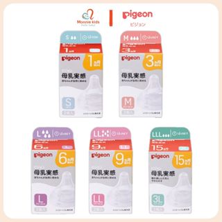  Núm ty bình sữa Pigeon cổ rộng Nhật Bản núm ti silicon thay thế cho bé - Monnie Kids 