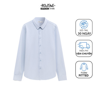 Áo Sơ Mi Nam Dài Tay Vải Sợi Coffee Cổ Gài Nút Trơn Form Fitted - Routine 10F23SHL090R5
