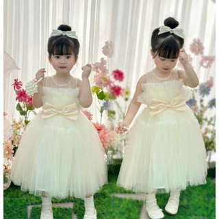 Váy Công Chúa Nơ Thiết Kế Bé Gái Tặng Kèm Bờm - Đầm Công Chúa Siêu Xinh