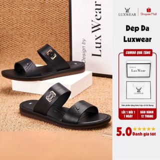  Dép da nam cao cấp LuxWear chất liệu da bò đế cao su khâu êm chân bảo hành 2 năm DB02 