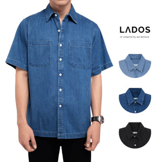 Áo Sơ Mi denim Nam ngắn tay LADOS-8163 Chất jean denim cao cấp mềm mịn thấm hút mồ hôi, phong cách trẻ trung
